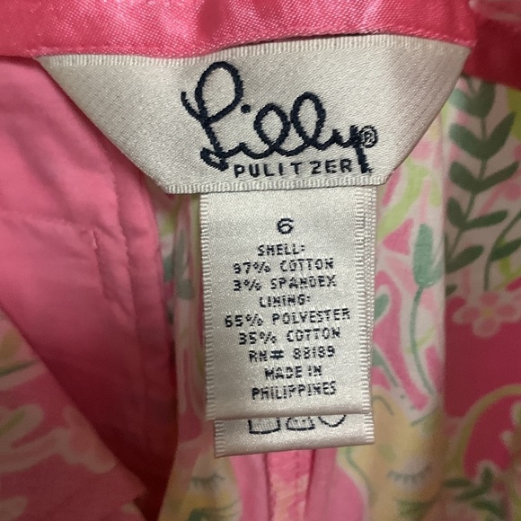 Lilly Pulitzer Pink/Yellow Floral/ Lions  Capris Crop Pants size‎ 6 - Picture 5 of 5